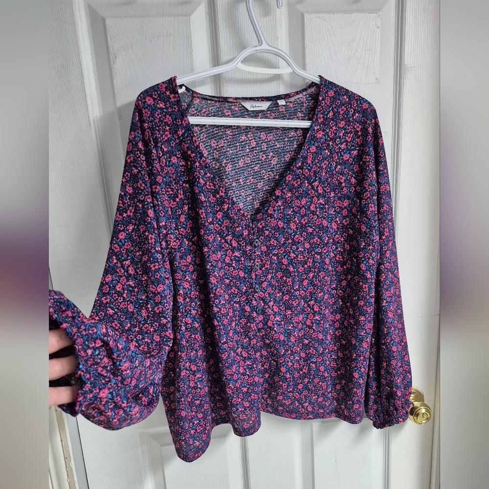 Cato Purple and Red Relaxed Blouse